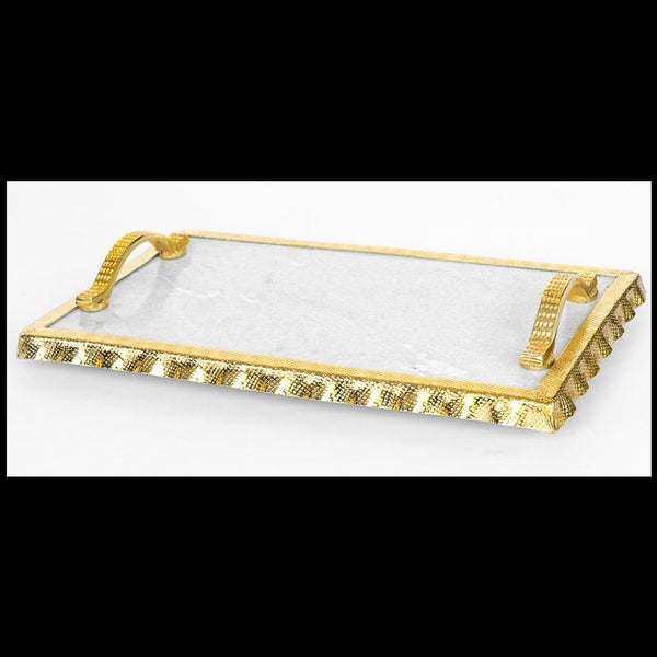Marble tray with gold lava Handles. (6874347831433)