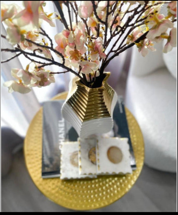 White and Gold Two Tone Vase.